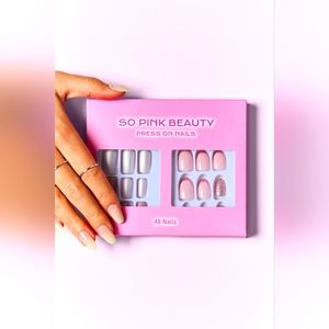 SO PINK BEAUTY Blush Bliss Press On Nails 2 Pack Set Includes The Glue